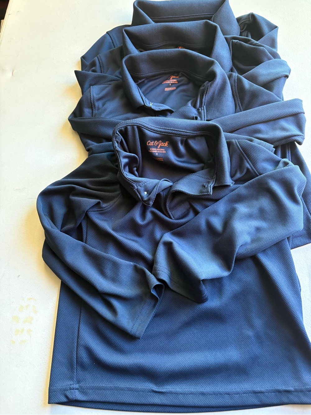 Cat & Jack Boys Dark Navy School Uniform Long-Sleeve Polos Lot of 4 sz Small